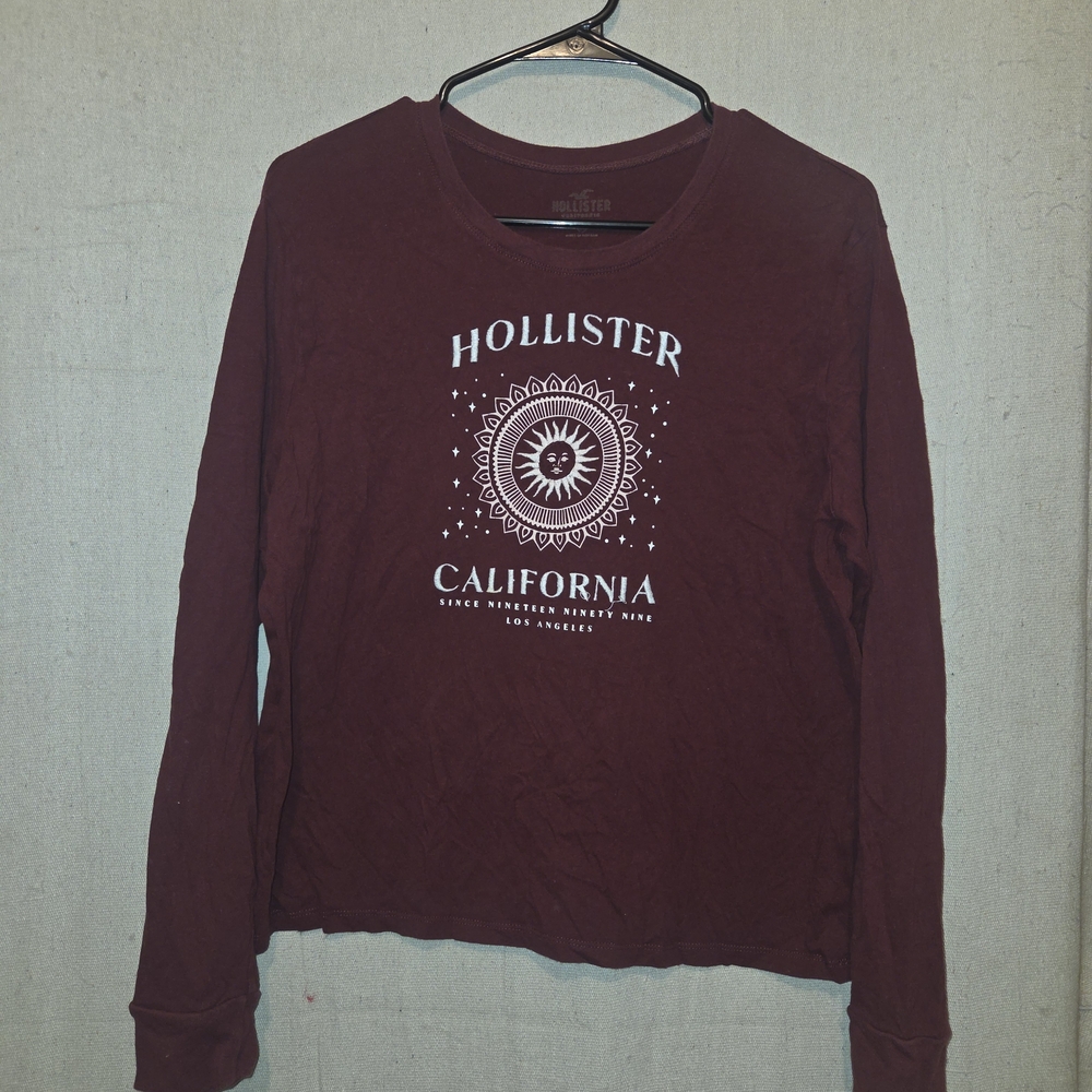 Hollister Burgundy Graphic Long Sleeve Tee